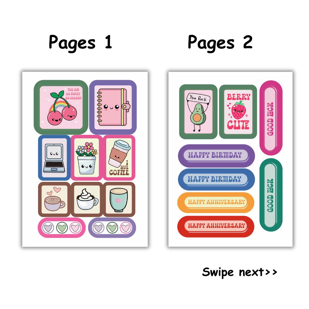 Sticker Book - Cute & Functional | 125 Aesthetic Stickers | A6 Size (Stuck With You)