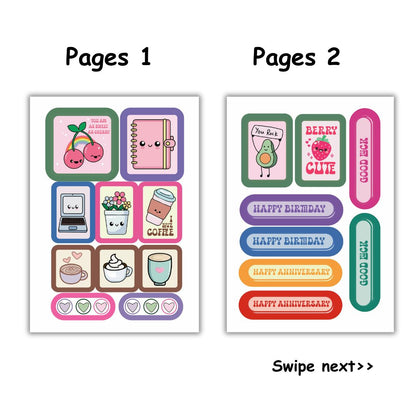 Sticker Book - Cute & Functional | 125 Aesthetic Stickers | A6 Size (Stuck With You)