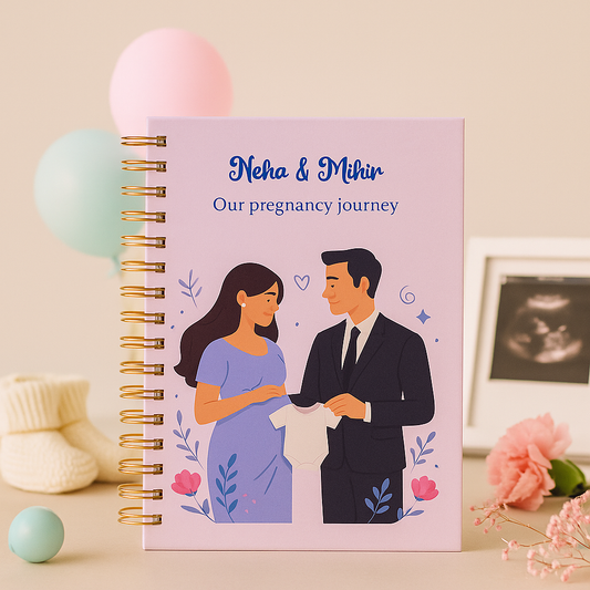 Pregnancy Journal - Tiny clothes | Parents to be | 9 Months Journal