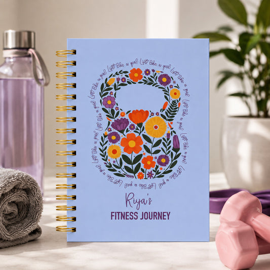6 Months Fitness Journal - Personalized with name (Kettlebell)