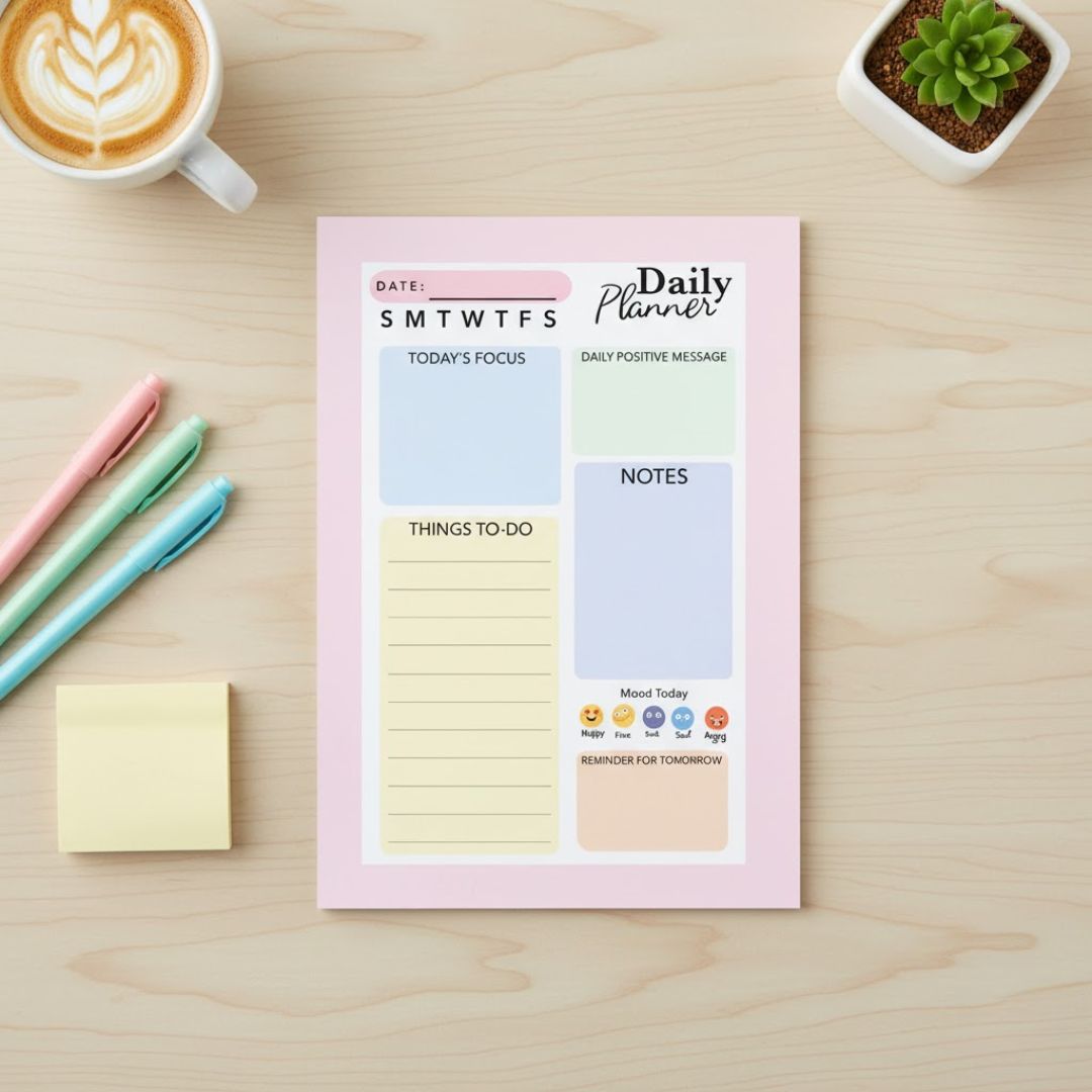 Daily planner | pink | A5 notepad - Bop Canvases