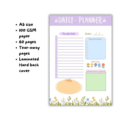 Daily planner | Purple | A5 notepad - Bop Canvases