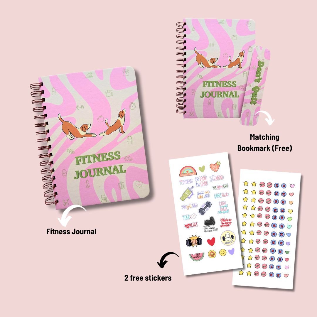 Fitness Journal - Dog Yoga | Pink | 3 months - Bop Canvases