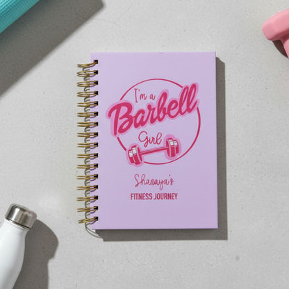 Fitness Journal - Personalized with name | 6 Months Journal | Barbell Girl - Bop Canvases