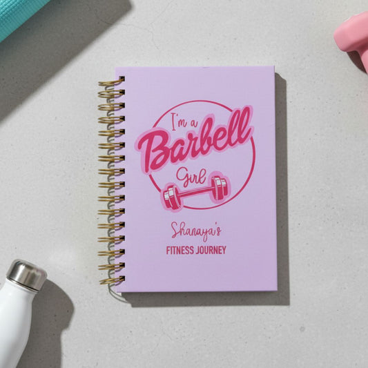 Fitness Journal - Personalized with name | 6 Months Journal | Barbell Girl - Bop Canvases