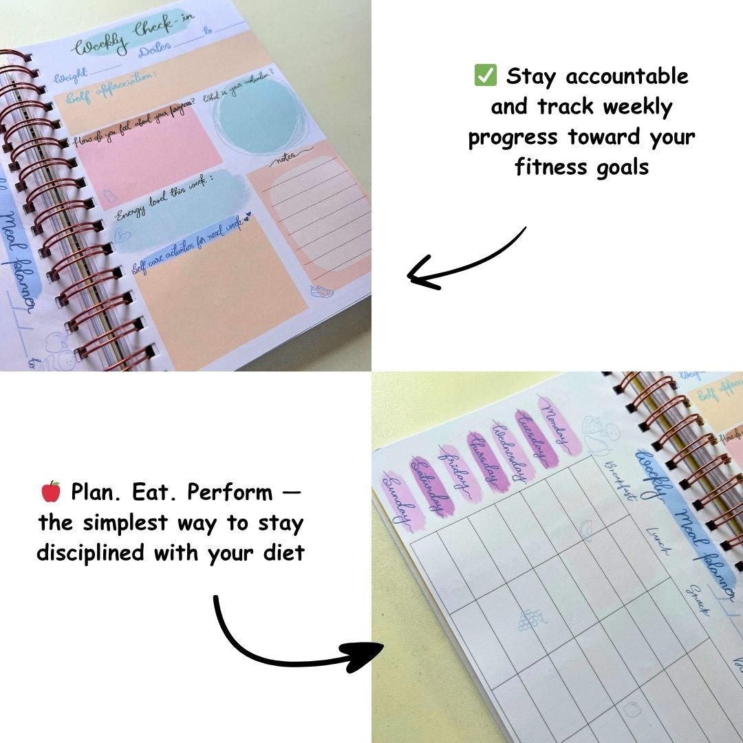 Fitness Journal - Personalized with name | 6 Months Journal | Kettlebell - Bop Canvases