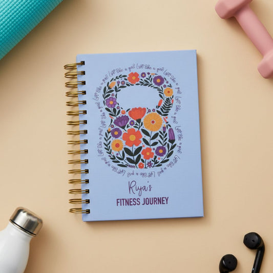Fitness Journal - Personalized with name | 6 Months Journal | Kettlebell - Bop Canvases