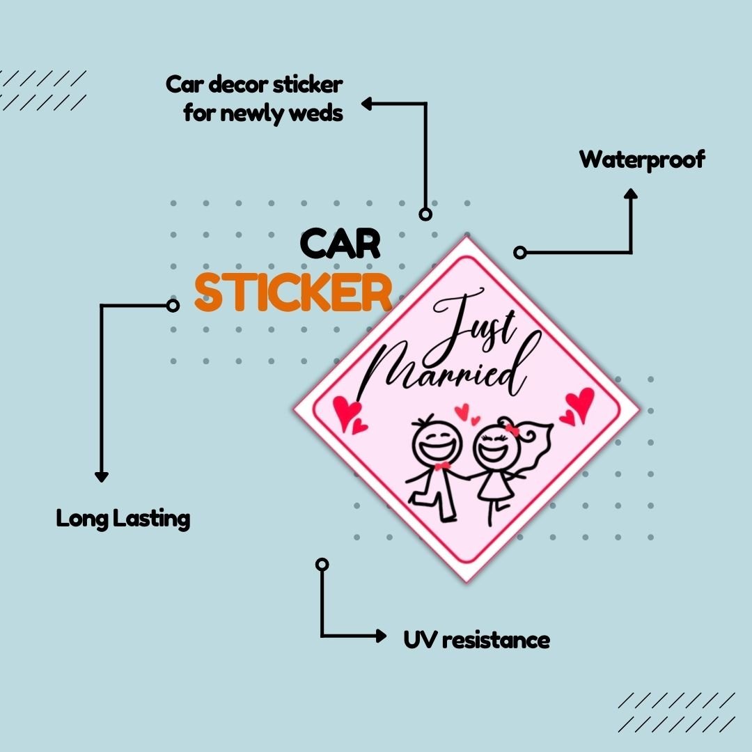 Just Married Car Sticker - Bop Canvases