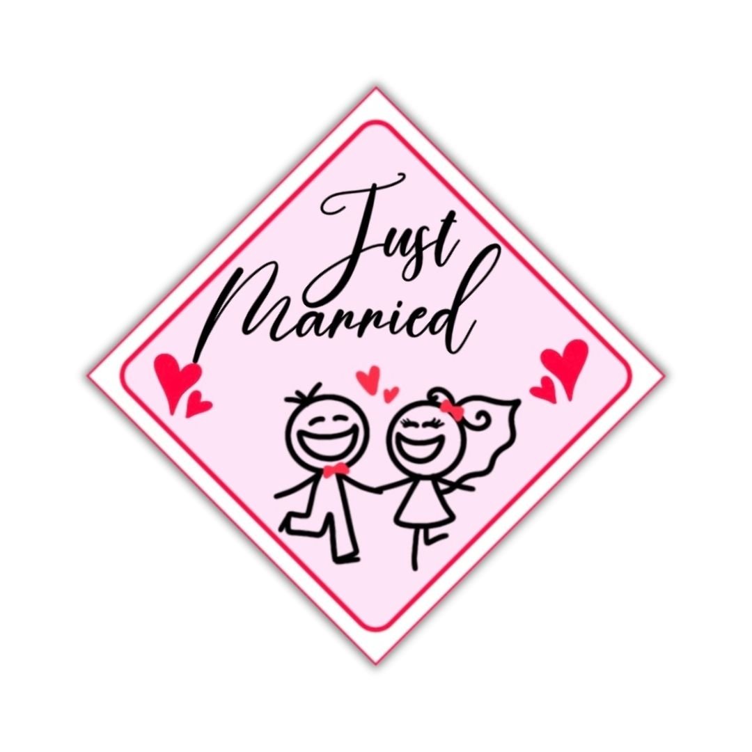 Just Married Car Sticker - Bop Canvases