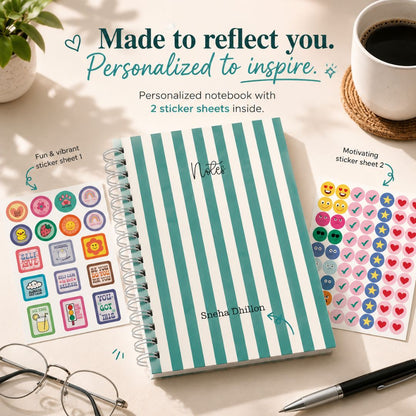Notebook | Personalized with Name | 150 Pages, Hardcover | Daylight - Bop Canvases