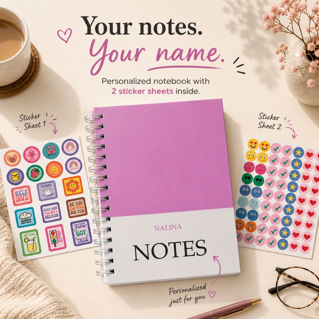 Notebook | Personalized with Name | 150 Pages, Hardcover | Mauve - Bop Canvases