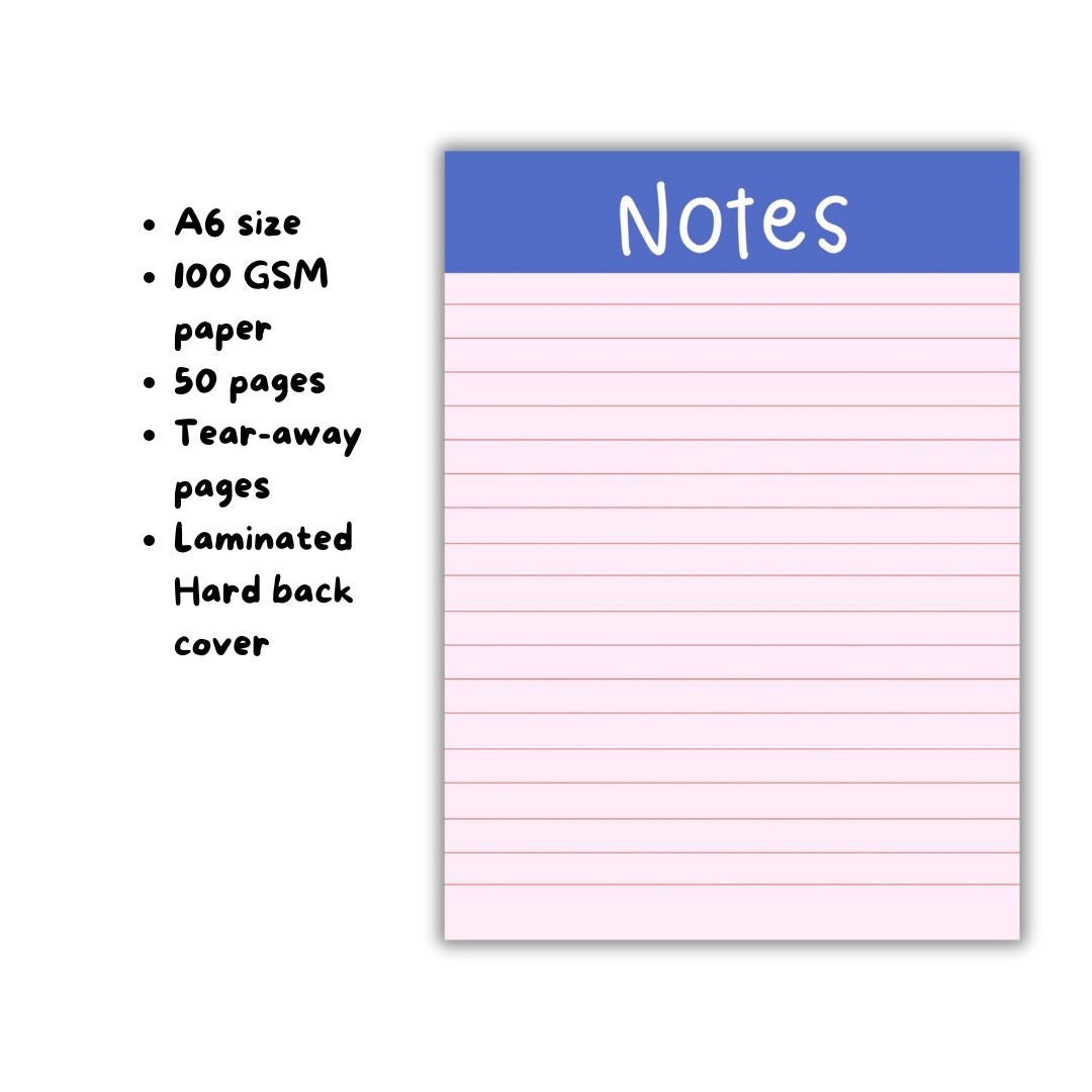 Pink notes | A6 notepad - Bop Canvases