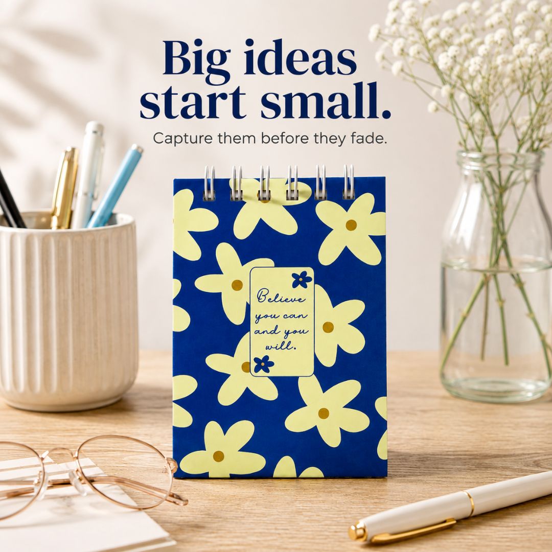 Pocket Notepad – [Blue Floral] - Bop Canvases