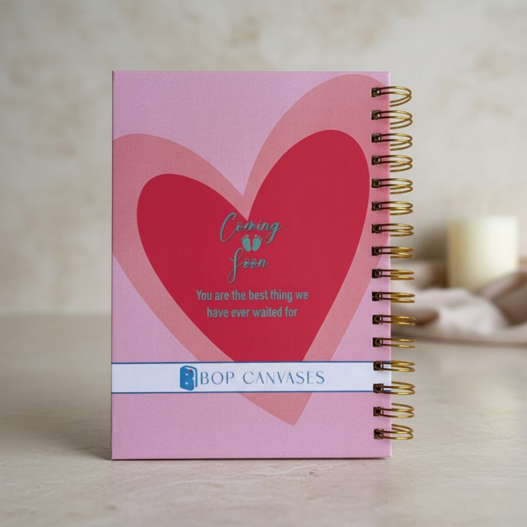 Pregnancy Journal - Name personalized | Desgined for 9 months (Little Heart) - Bop Canvases