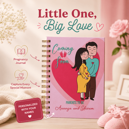 Pregnancy Journal - Name personalized | Desgined for 9 months (Little Heart) - Bop Canvases