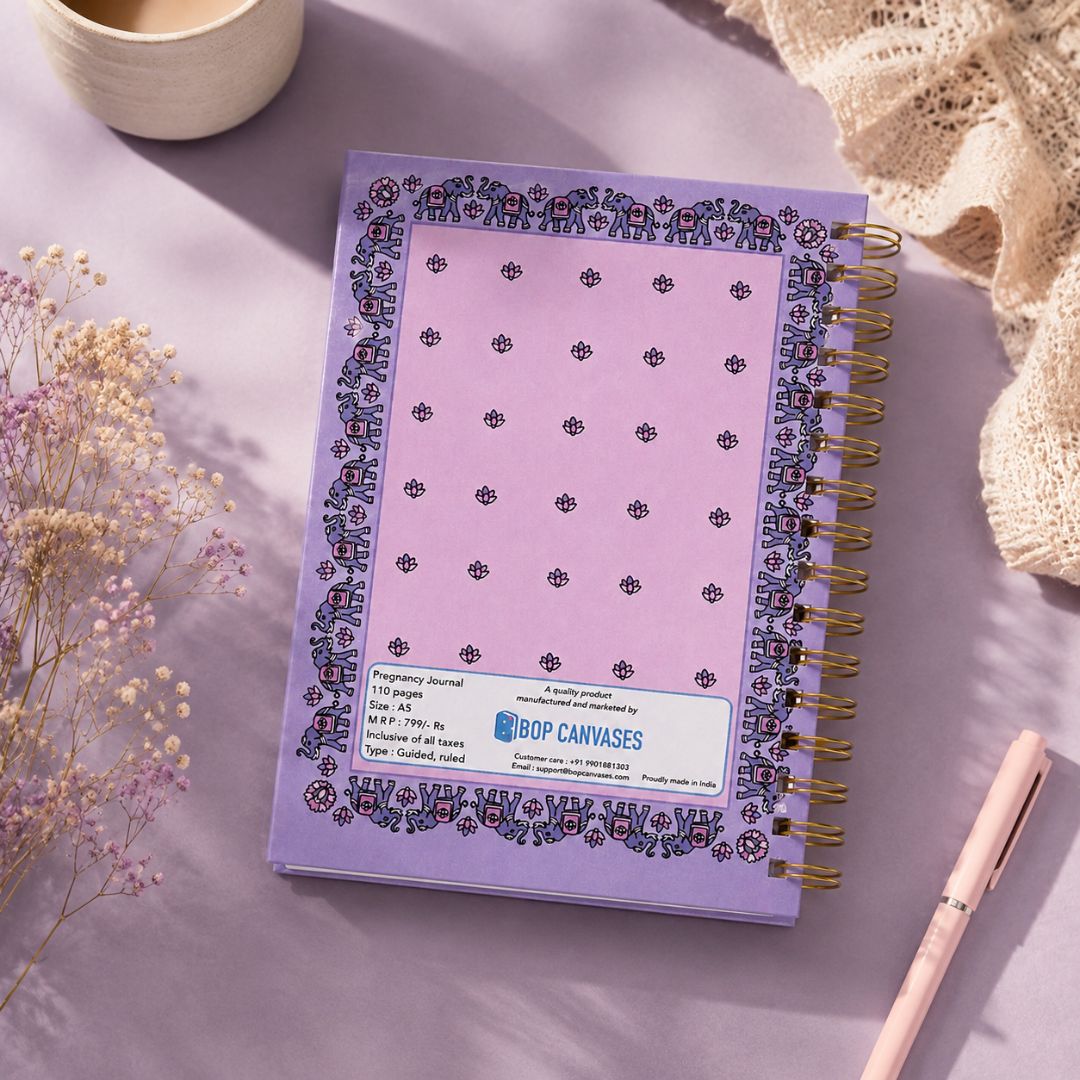 Pregnancy Journal - Personalized with name | Designed for 9 months (Madhuban) - Bop Canvases