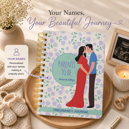 Pregnancy Journal - Personalized with name | Designed for 9 months (Parents to be - Blue) - Bop Canvases