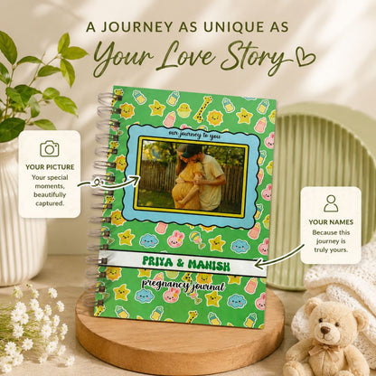 Pregnancy Journal - Picture & Name personalized | Desgined for 9 months (Baby Bliss - Green) - Bop Canvases