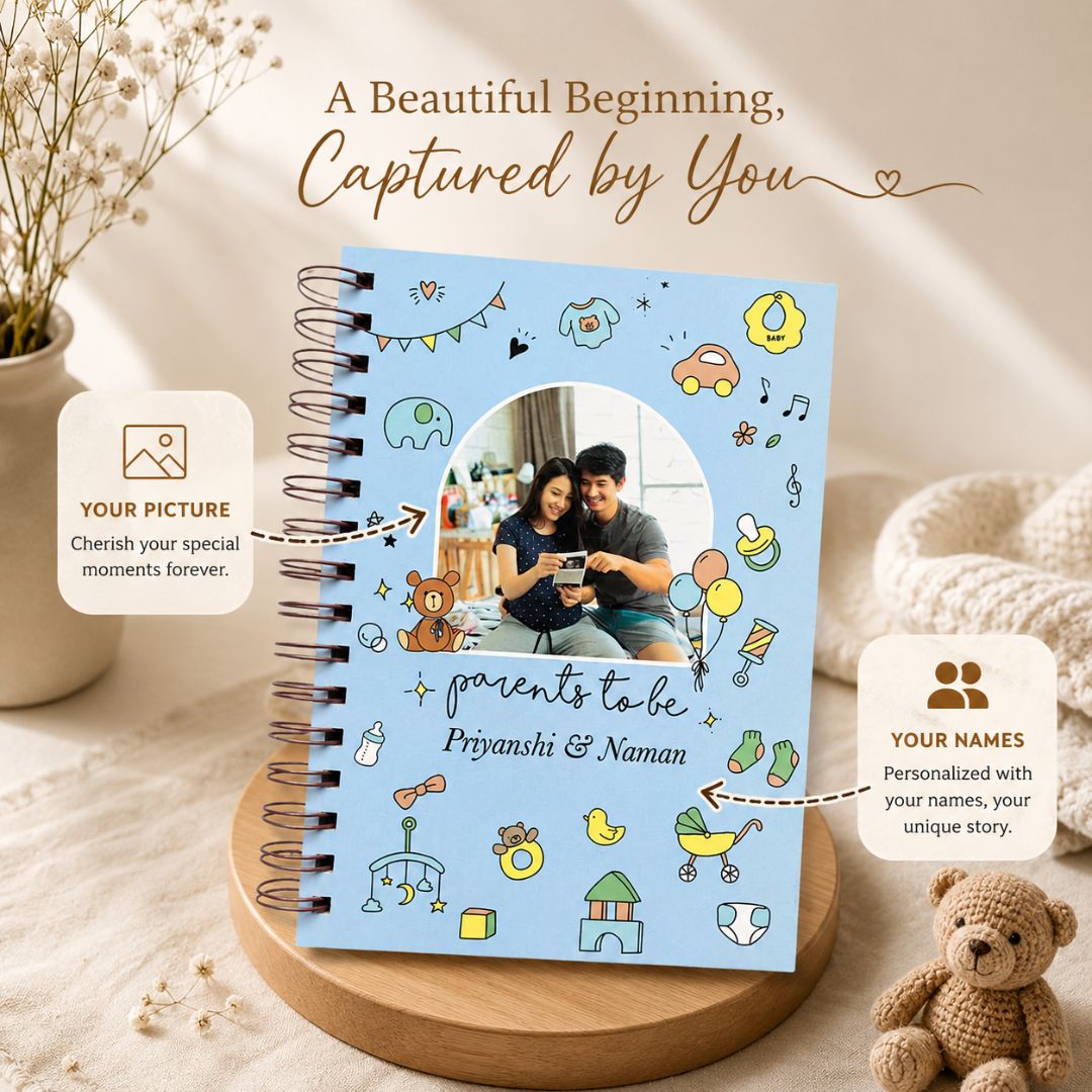 Pregnancy Journal - Picture & Name personalized | Desgined for 9 months (Bluebell) - Bop Canvases