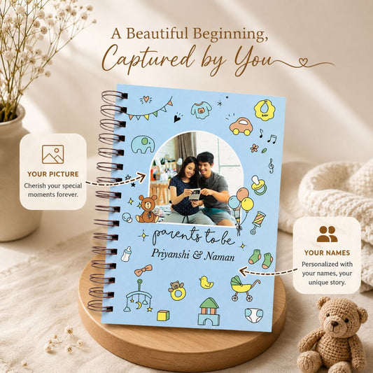 Pregnancy Journal - Picture & Name personalized | Desgined for 9 months (Bluebell) - Bop Canvases