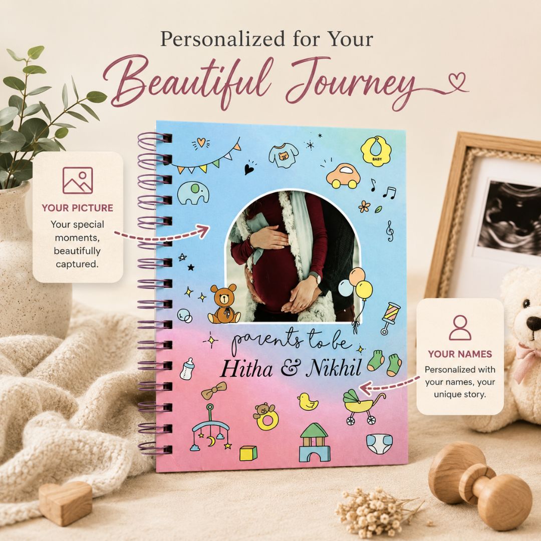 Pregnancy Journal - Picture & Name personalized | Desgined for 9 months (Poppy) - Bop Canvases