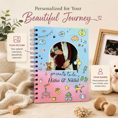 Pregnancy Journal - Picture & Name personalized | Desgined for 9 months (Poppy) - Bop Canvases