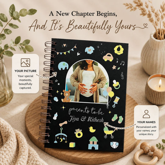 Pregnancy Journal - Picture & Name personalized | Desgined for 9 months (Viola) - Bop Canvases