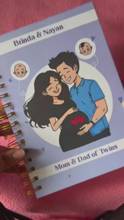 Twin Pregnancy Journal - 9 Months Journal | Personalized with name | Blessed with two