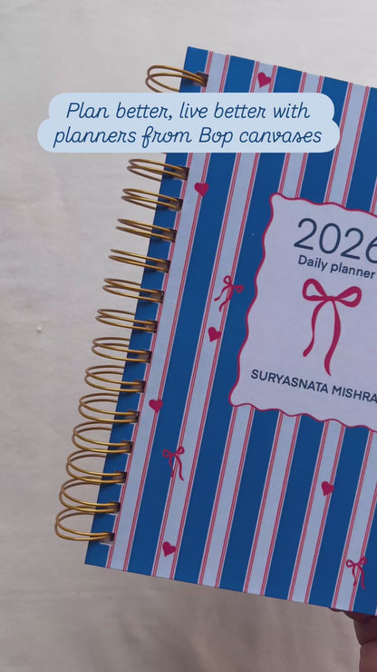 Undated Yearly Planner | Personalized with your name (Blue Ribbons)