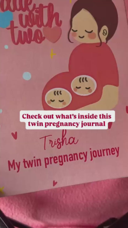 Twin Pregnancy Journal - 9 Months Journal | Personalized with name | Due with two