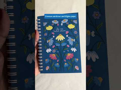 A6 Spiral Notebook – [Flowers - Blue] | 160 Pages | 80 GSM | Hardcover | Unruled
