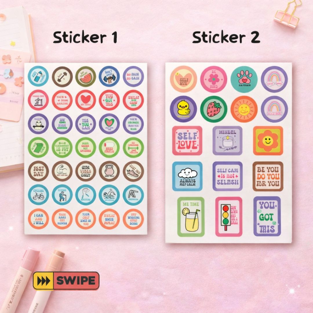Sticker sheets | Positive Vibes & Smiley – Pack of 4 - Bop Canvases