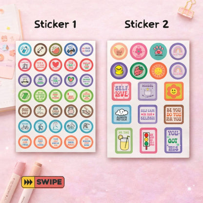 Sticker sheets | Positive Vibes & Smiley – Pack of 4 - Bop Canvases