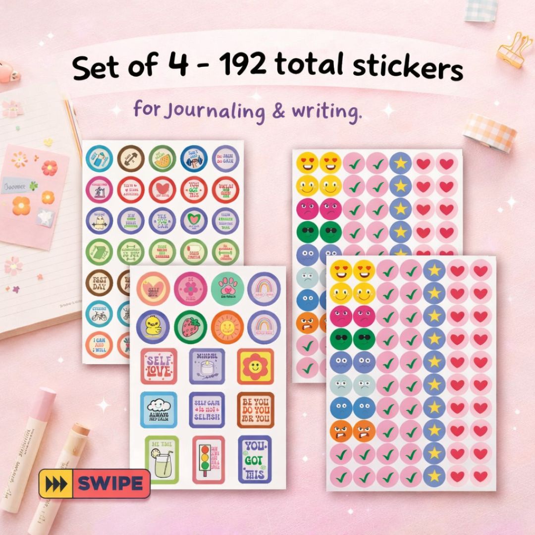 Sticker sheets | Positive Vibes & Smiley – Pack of 4 - Bop Canvases