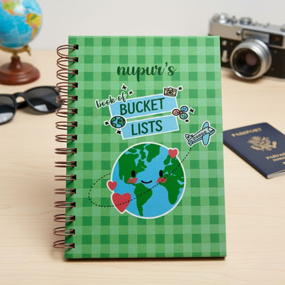 Travel Journal - Personalized with name | Bucket List | Designed for 6 Trips - Bop Canvases