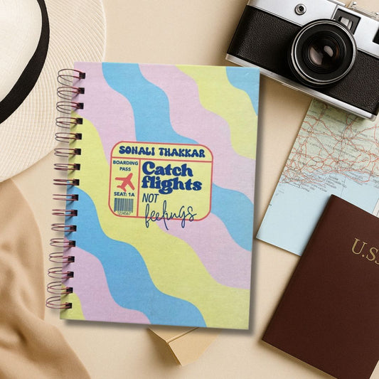 Travel Journal - Personalized with name | Catching flight | Designed for 6 Trips - Bop Canvases
