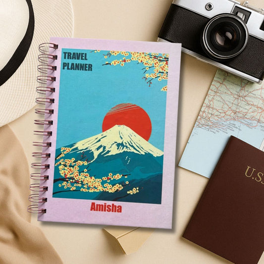 Travel Journal - Personalized with name | Mount Fuji | Designed for 6 Trips - Bop Canvases