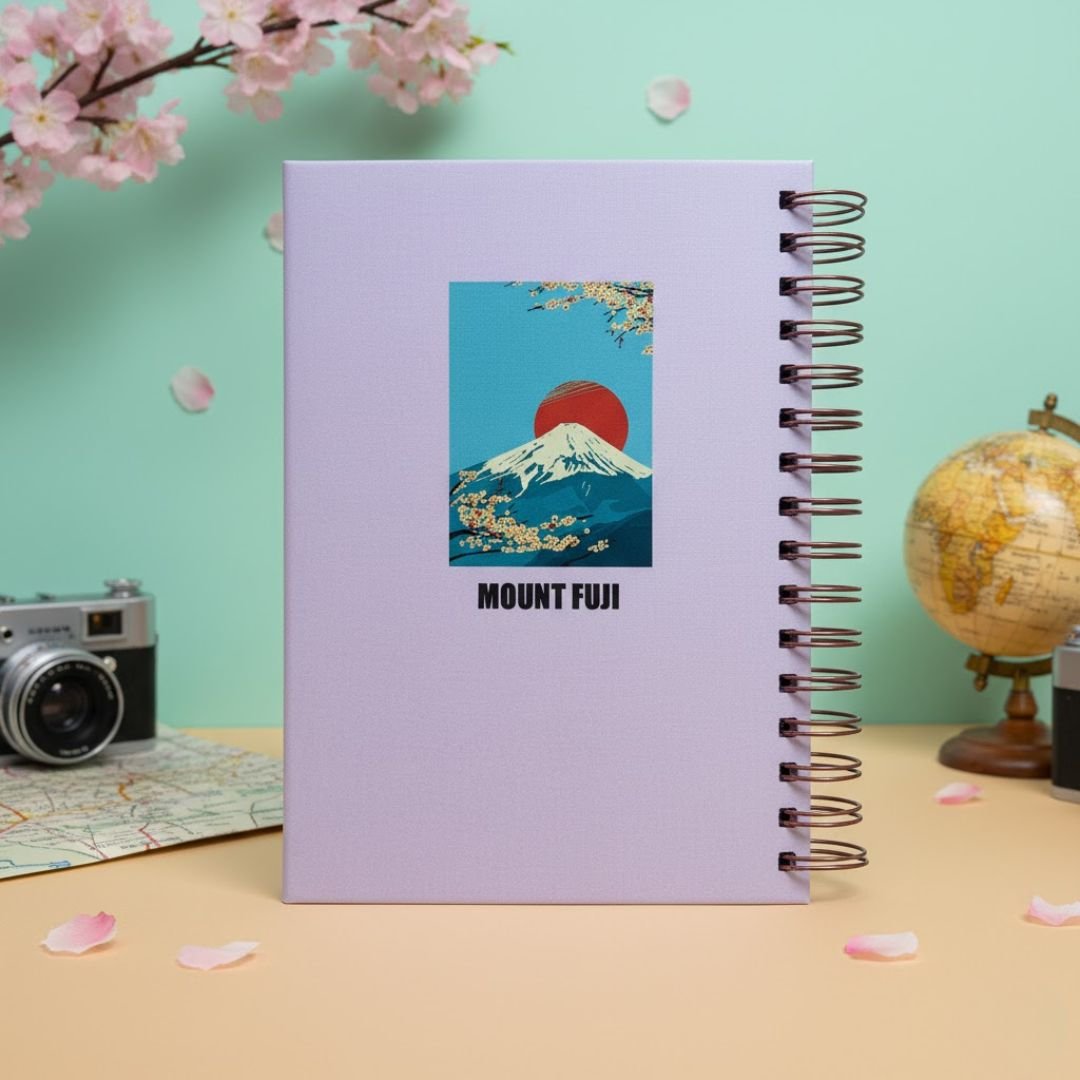 Travel Journal - Personalized with name | Mount Fuji | Designed for 6 Trips - Bop Canvases