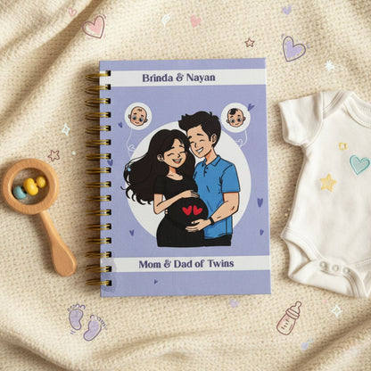 Twin Pregnancy Journal - 9 Months Journal | Personalized with name | Blessed with two - Bop Canvases