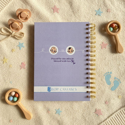 Twin Pregnancy Journal - 9 Months Journal | Personalized with name | Blessed with two - Bop Canvases