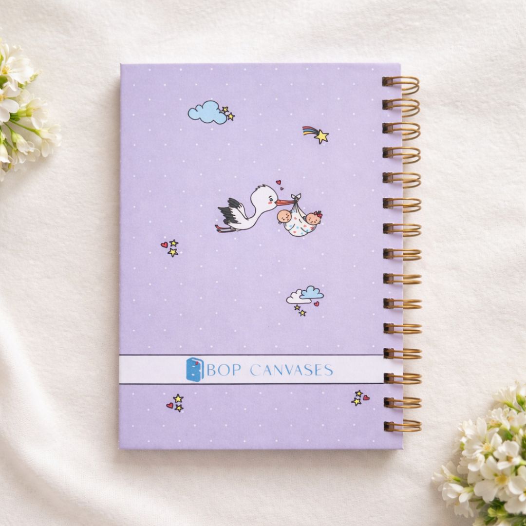 Twin Pregnancy Journal - Picture & Name personalized | Desgined for 9 months (Double trouble - Pink) - Bop Canvases