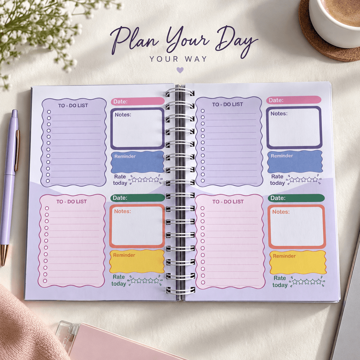 Undated Daily Planner (Big Plans - Blue) - Bop Canvases