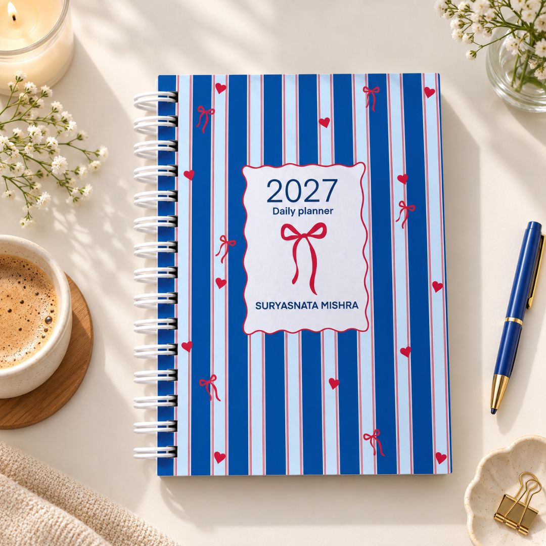 Undated Yearly Planner (Blue Ribbons) - Bop Canvases