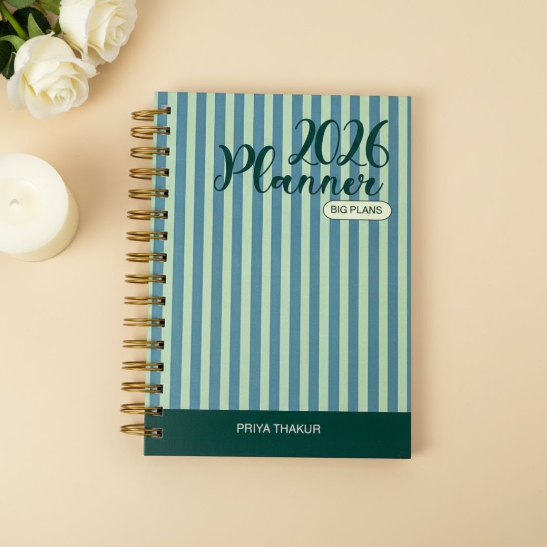 Undated Yearly Planner | Personalized with your name (Big Plans - Green) - Bop Canvases
