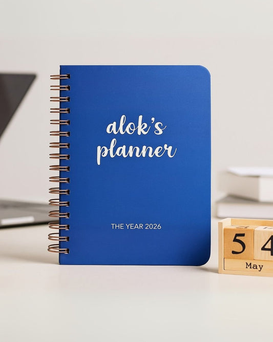 Undated Yearly Planner | Personalized with your name | Blue delight - Bop Canvases
