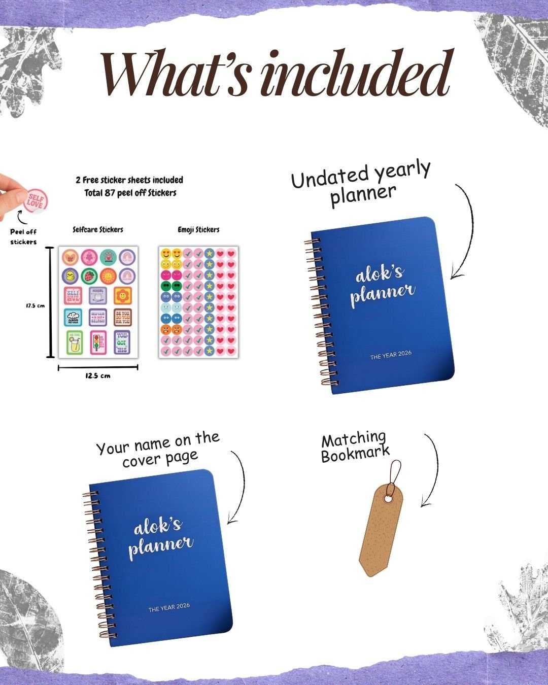 Undated Yearly Planner | Personalized with your name | Blue delight - Bop Canvases