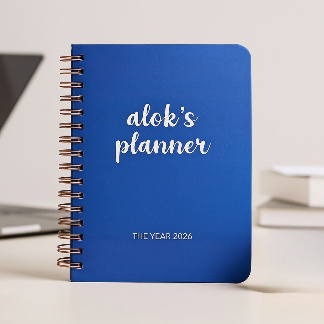 Undated Yearly Planner | Personalized with your name (Blue delight) - Bop Canvases