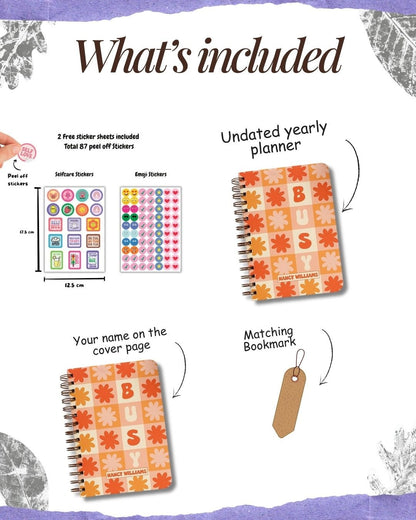 Undated Yearly Planner | Personalized with your name | Busy bee - Bop Canvases