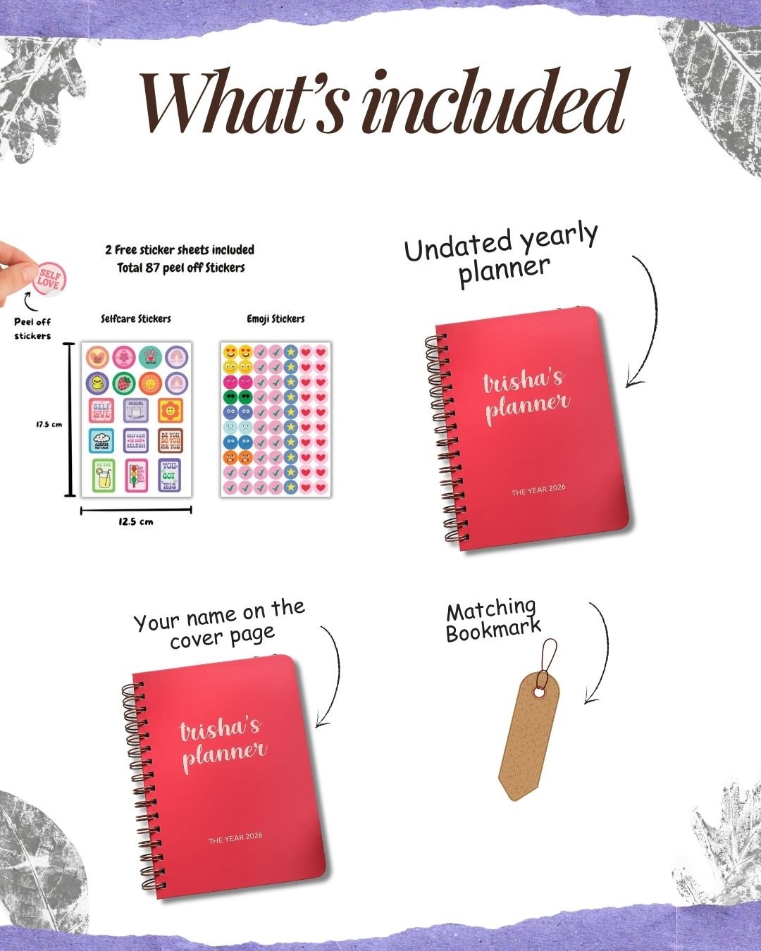 Undated Yearly Planner | Personalized with your name | Pink Delight - Bop Canvases