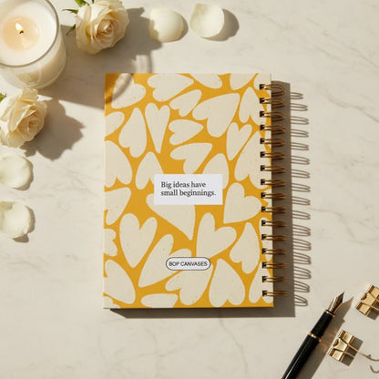 Undated Yearly Planner | Personalized with your name (Yellow Hearts) - Bop Canvases